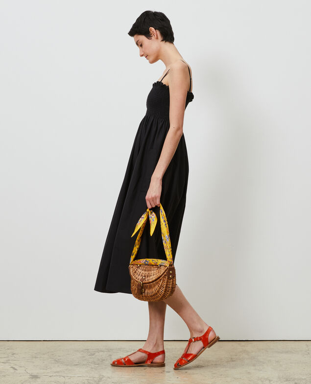 Langes Kleid aus Baumwolle und Seide Black beauty