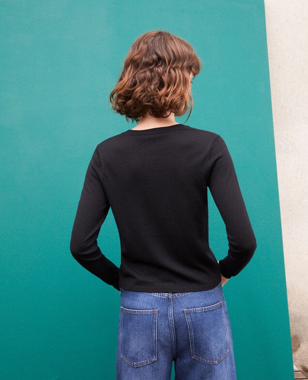 Cardigan aus Merinowolle Schwarz