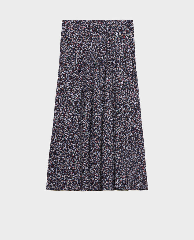 Ausgestellter Rock aus Seide Clochette navy