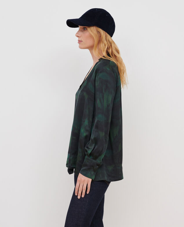 Fließende gemusterte Bluse A581 print bolero green