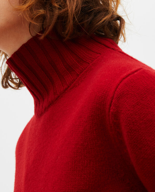 Wollpullover mit Stehkragen und breitem Rippstrick Royale red