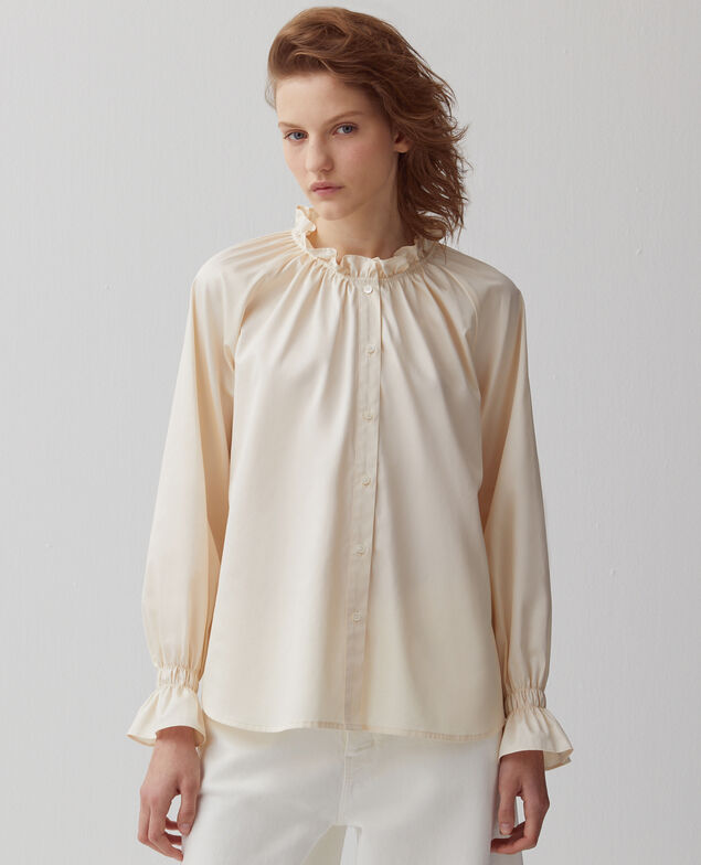 Bluse mit Volant-Kragen I300 pearled ivory