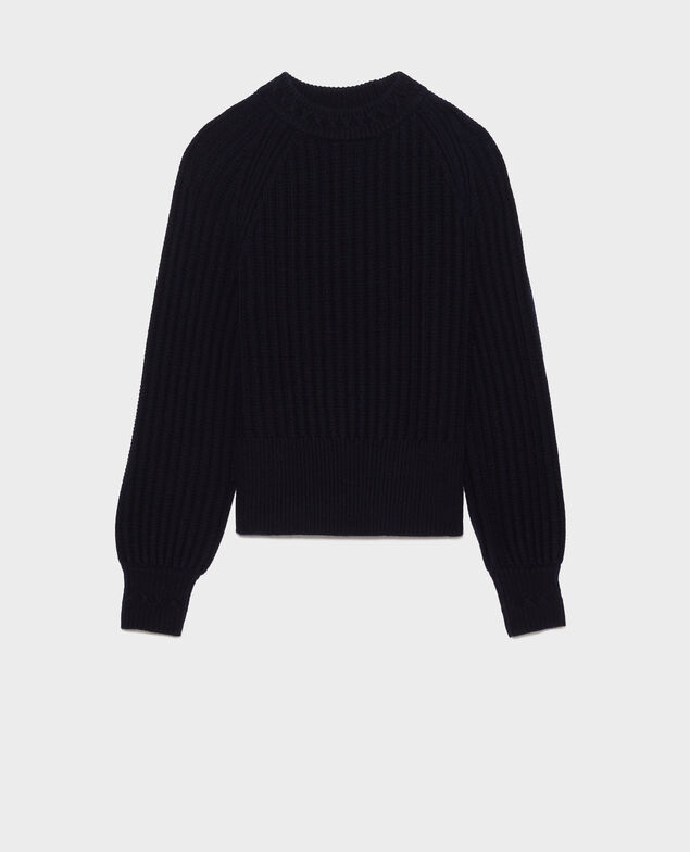 Rippstrickpullover aus Schurwolle Night sky