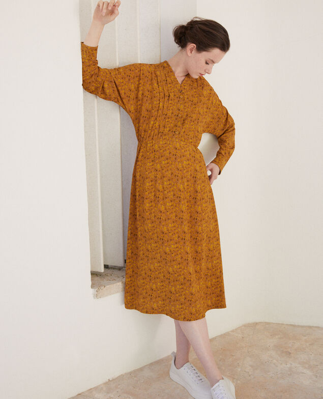 Gemustertes Kleid Ld golden spice