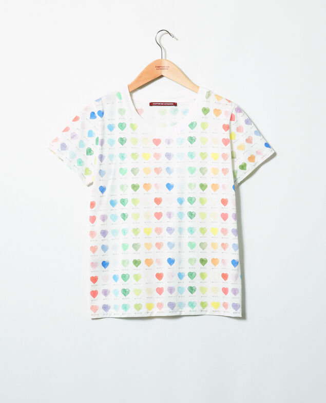 T-Shirt mit Herzmuster Off white