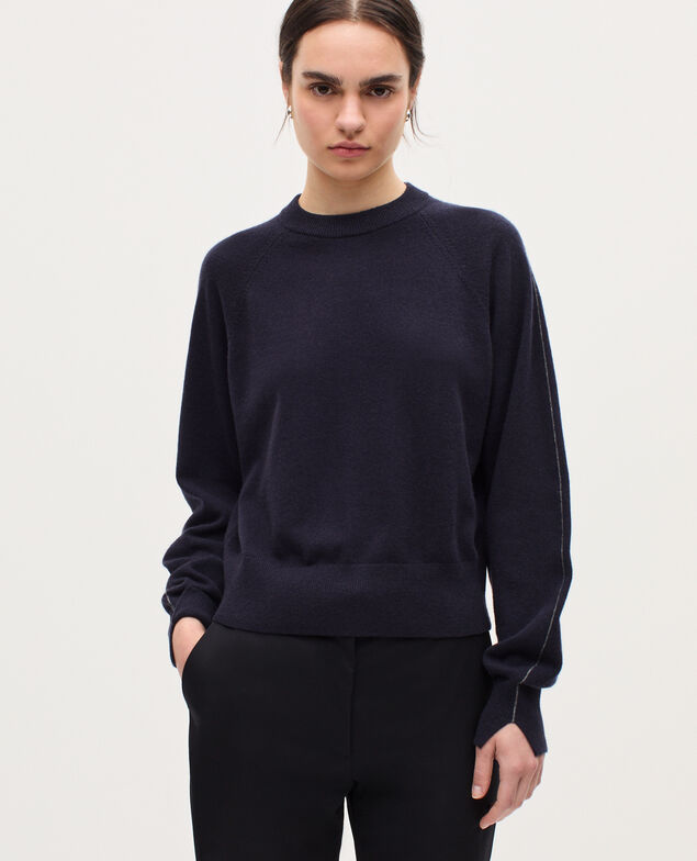 Pullover mit Rundhalsausschnitt aus Kaschmir K691 navy st gray