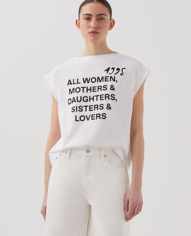 Boxy T-Shirt aus Baumwolle J001 white base words