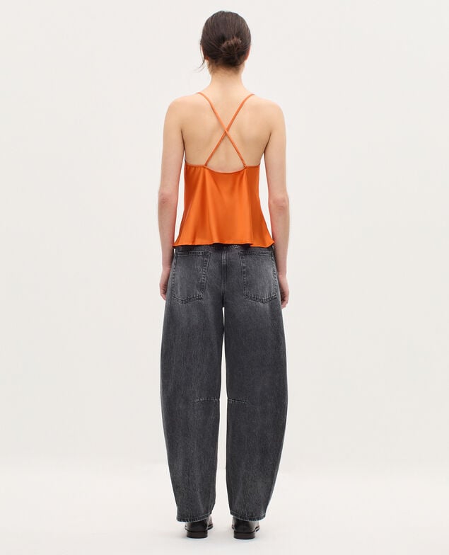 Satiniertes Top mit schmalen Trägern K240 apricot orange