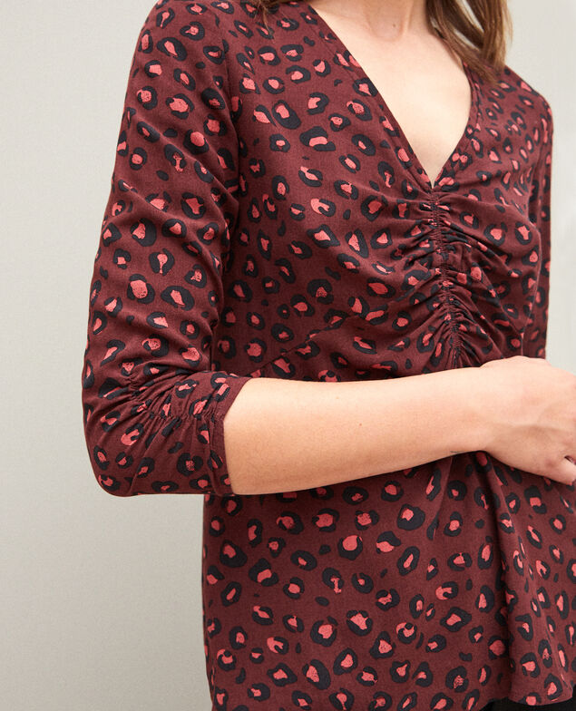 Bluse mit Raffungen Braun