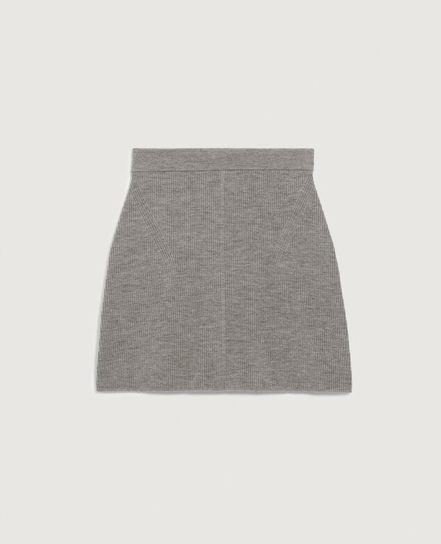 Kurzer Rock aus Merinowolle K030 mel light gray