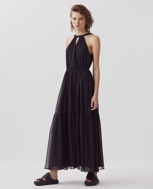 Langes fließendes Kleid H091 black beauty