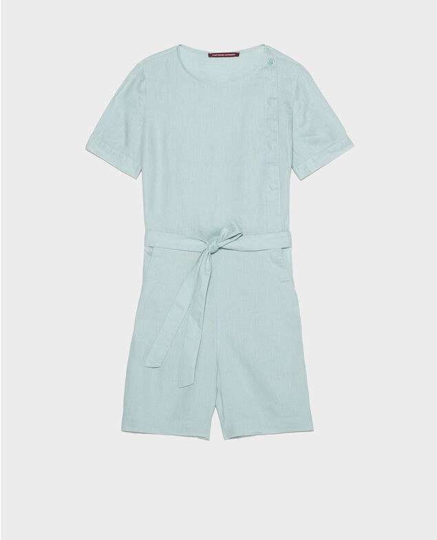 Kurzer Jumpsuit aus Leinen Blue haze