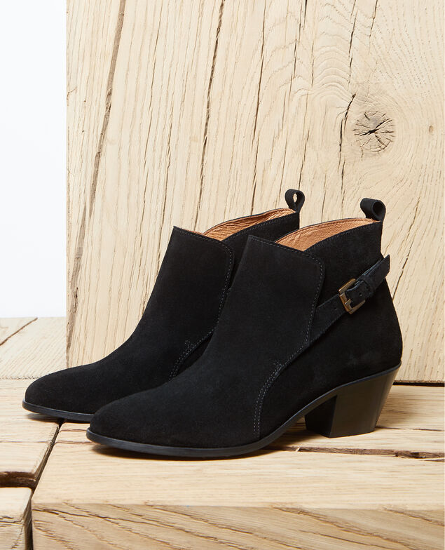 Stiefel aus Veloursleder Noir