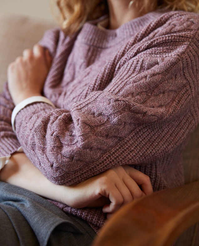 Pullover mit Zopfmuster Hushed violet