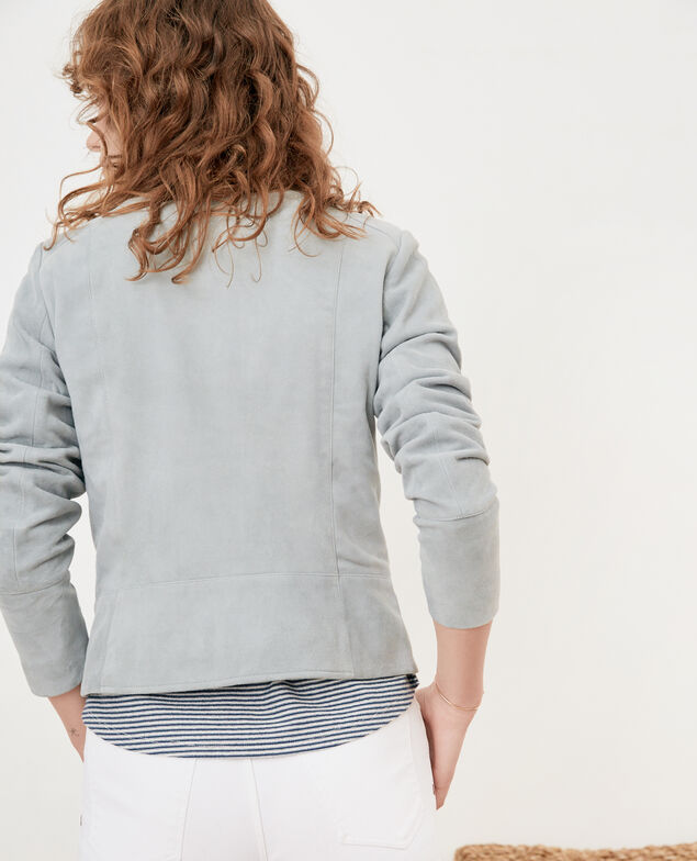 Kurze Wildlederjacke Silvergreen