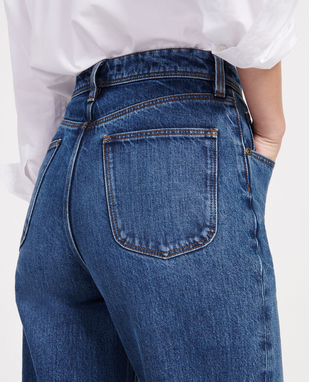 Jeans mit hoher Taille und geradem Schnitt Denim medium wash