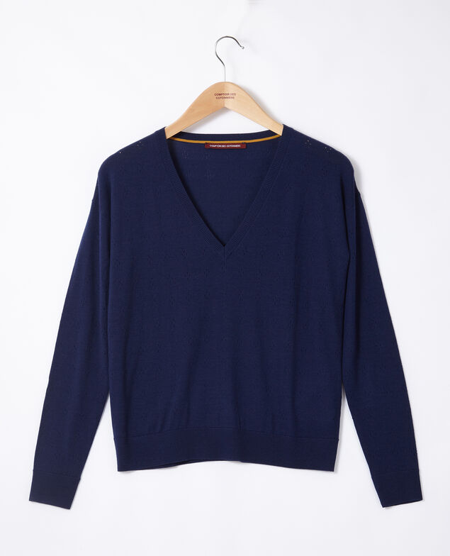 Pullover aus Merinowolle Medieval blue