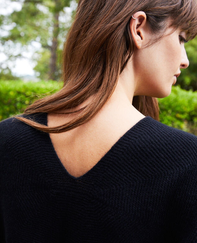 Pullover mit V-Ausschnitt aus 100 % Kaschmir Noir