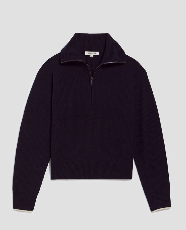 Rollkragenpullover mit Reißverschluss aus Wolle U690 navy