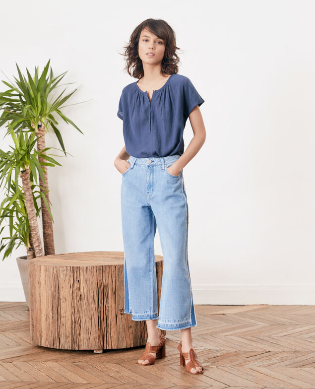 T-Shirt aus Bimaterial Indigo