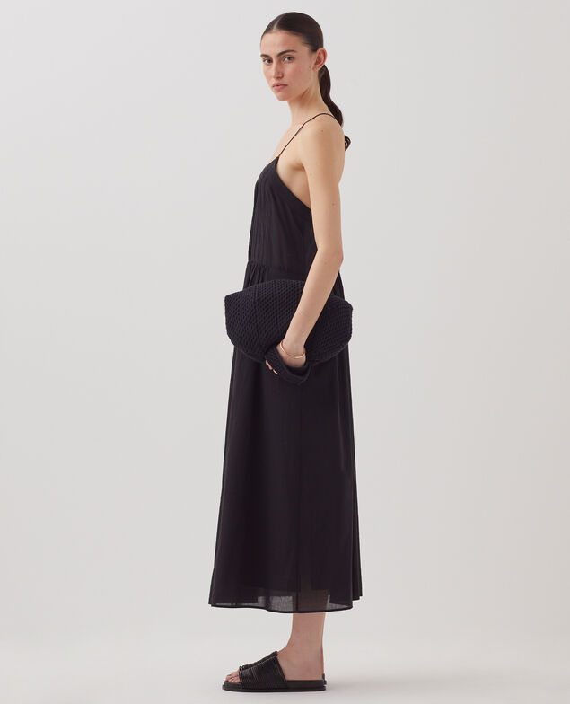Langes Trägerkleid aus Baumwollvoile H091 black beauty