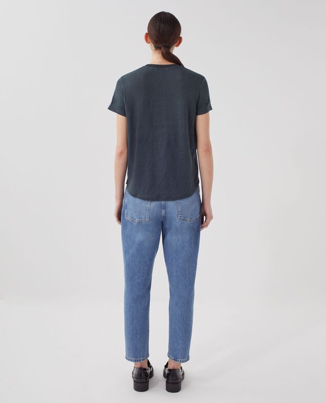AMANDINE - T-Shirt mit Rundhalsausschnitt aus Baumwolle J690 blueberry