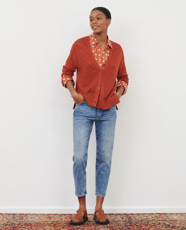Cardigan aus Leinen 29 dark orange