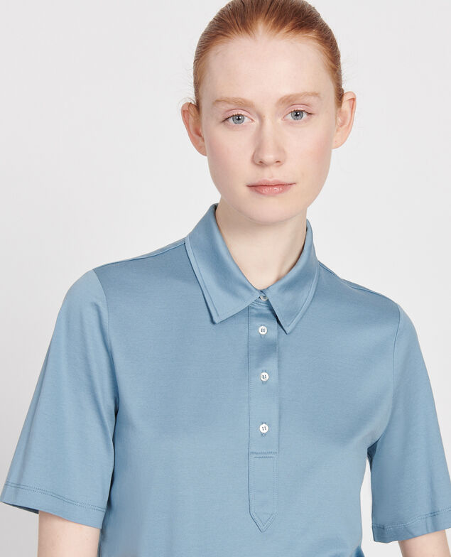 Polo-Shirt aus ägyptischer Baumwolle Bluestone