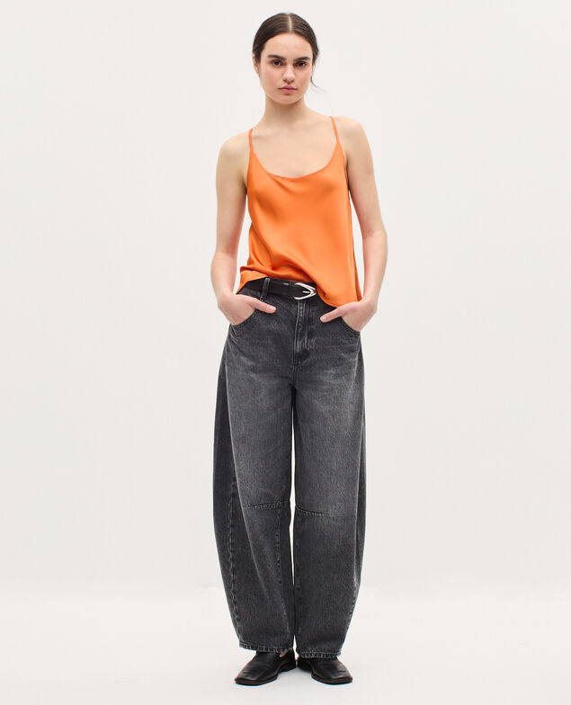 Satiniertes Top mit schmalen Trägern K240 apricot orange