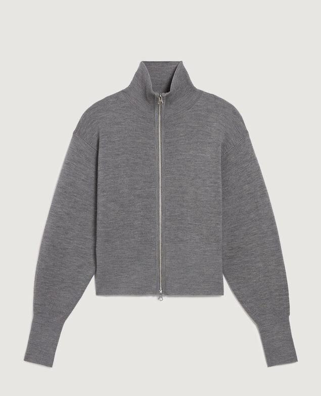 Cardigan aus Merinowolle mit Reißverschluss K070 mel gray