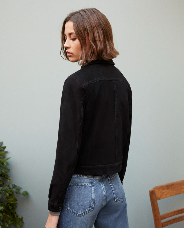 Kurze Wildlederjacke Noir