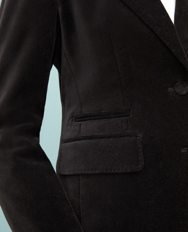 Anzugjacke aus Spiegelsamt  Schwarz
