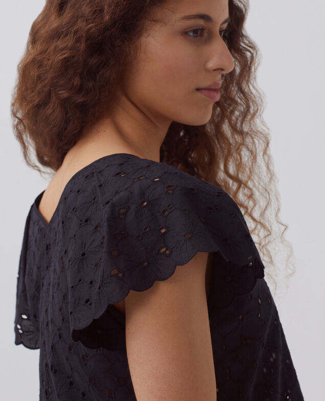 Besticktes Top aus Baumwolle H091 black beauty
