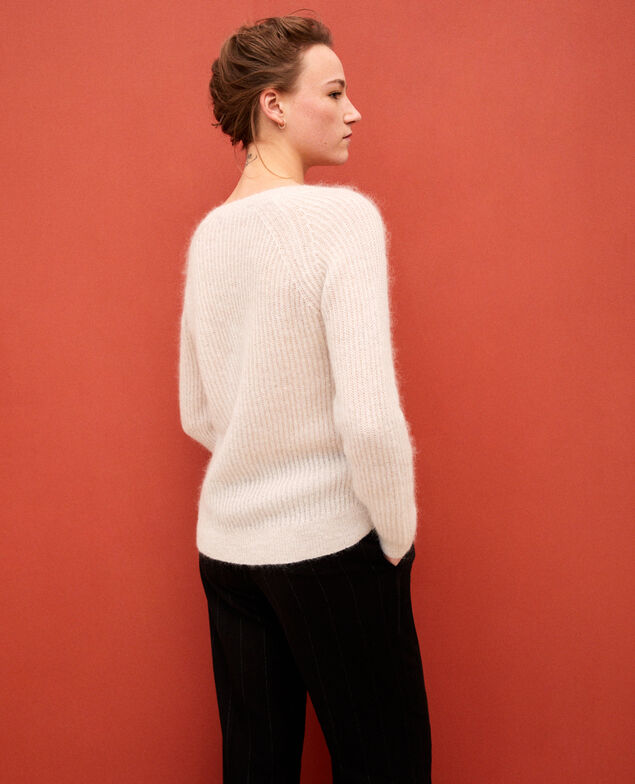 Pullover mit Mohair und Lurex Silver gray/off white/lurex