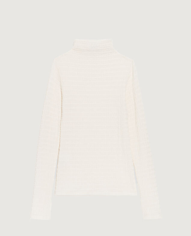 Strukturiertes Top mit Stehkragen K000 white