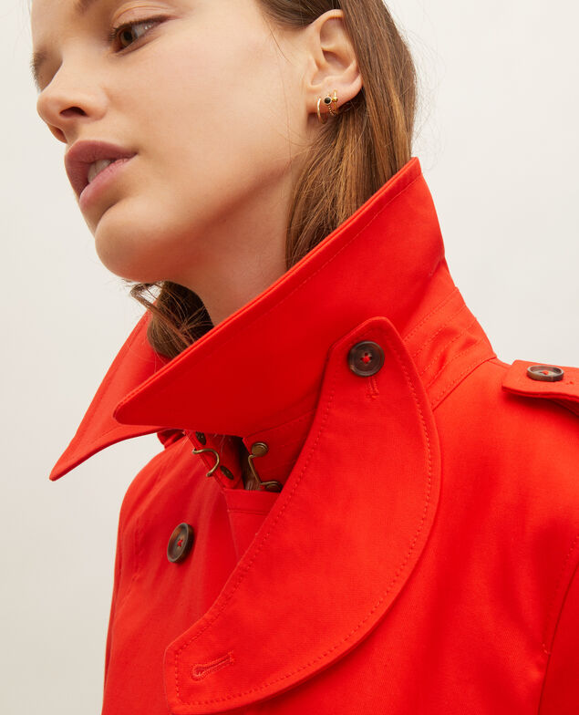 CATHERINE - Ikonischer Trenchcoat aus Baumwolle Fiery red