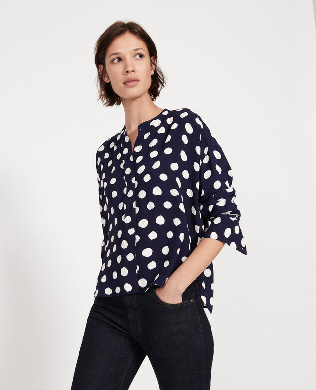 Gerade geschnittene Bluse Dots maritime blue