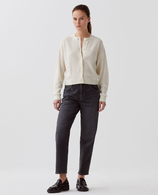 Cardigan mit Zierstrick I010 glass green beige