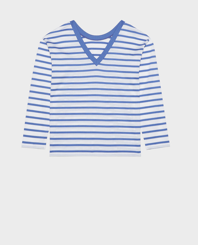 T-Shirt aus ägyptischer Baumwolle Stripes optical white amparo blue