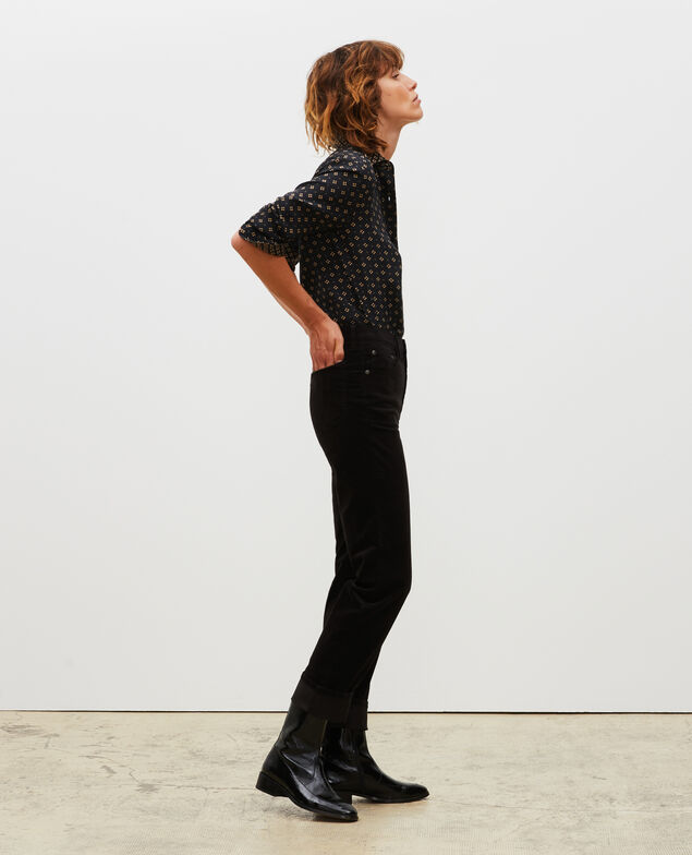 SLIM STRAIGHT - Gerade  5 Pocket-Jeans aus Samt Black beauty