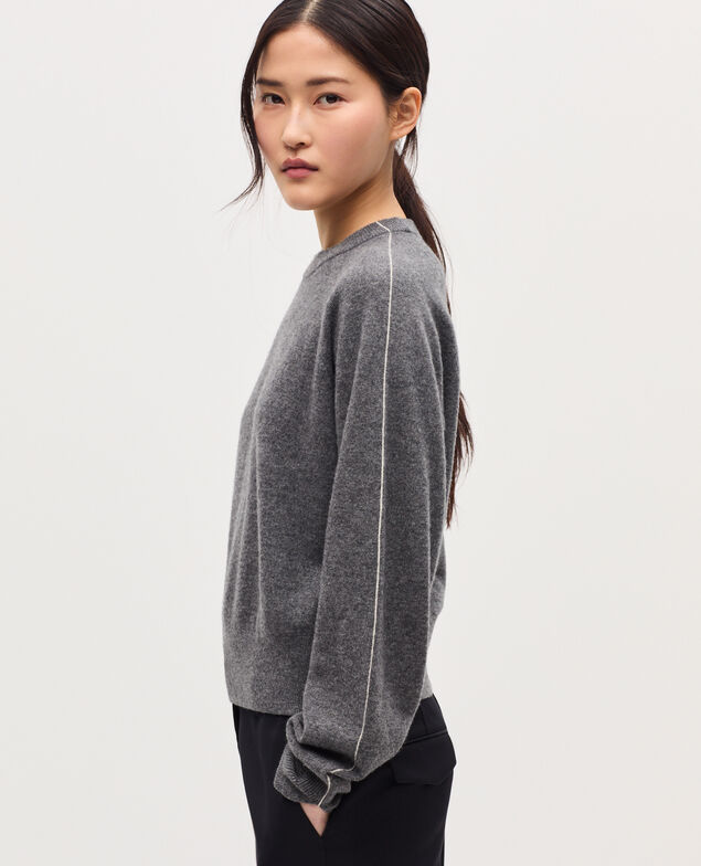 Pullover mit Rundhalsausschnitt aus Kaschmir K073 gray st ecru