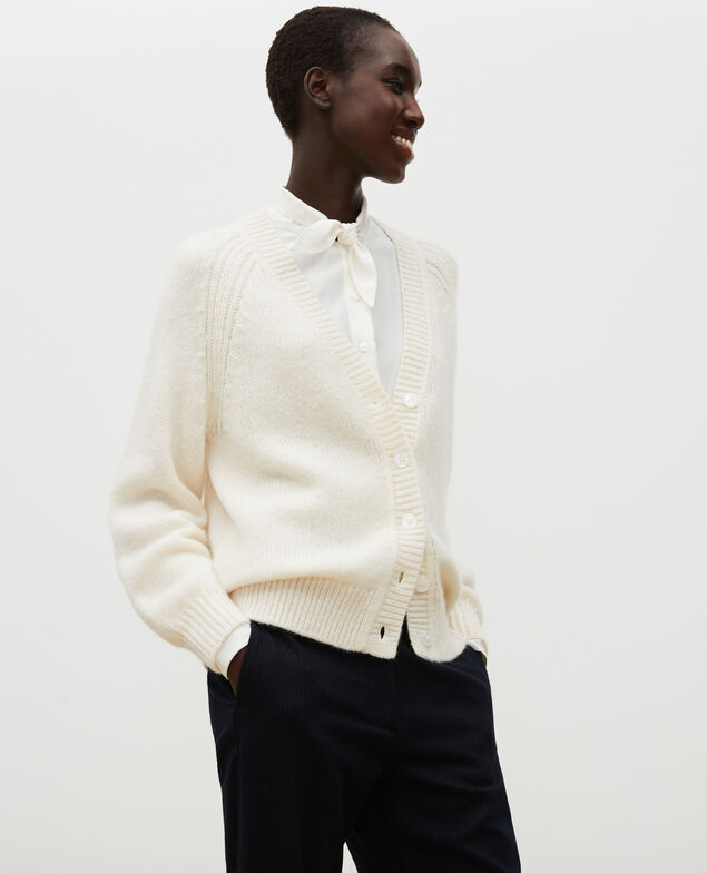 Oversize Cardigan mit V-Ausschnitt aus Wolle Jet stream