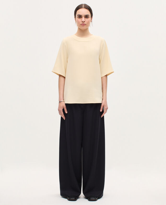 Top aus satiniertem Krepp K300 ecru beige
