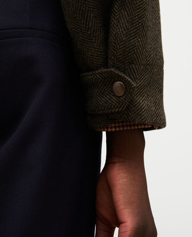 Bomberjacke aus Woll-Tweed mit Fischgrätmuster Military green