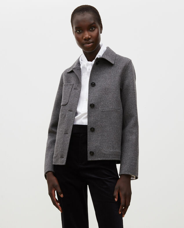  Jacke aus Doubleface-Wolle Medium grey melange