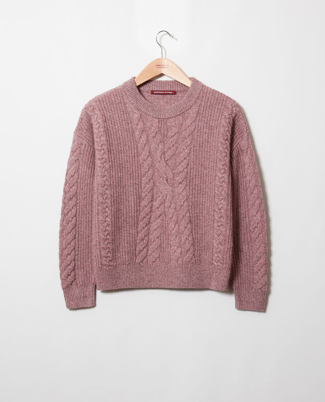 Pullover mit Zopfmuster Hushed violet