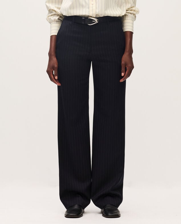 Gerade Hose aus Wolle K690 st navy