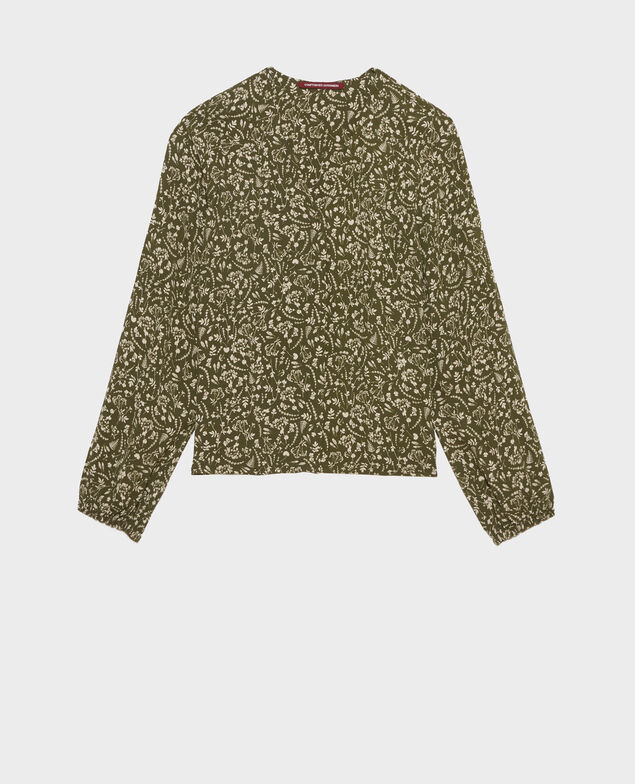 Gemusterte Bluse 6014c cyanotype olive
