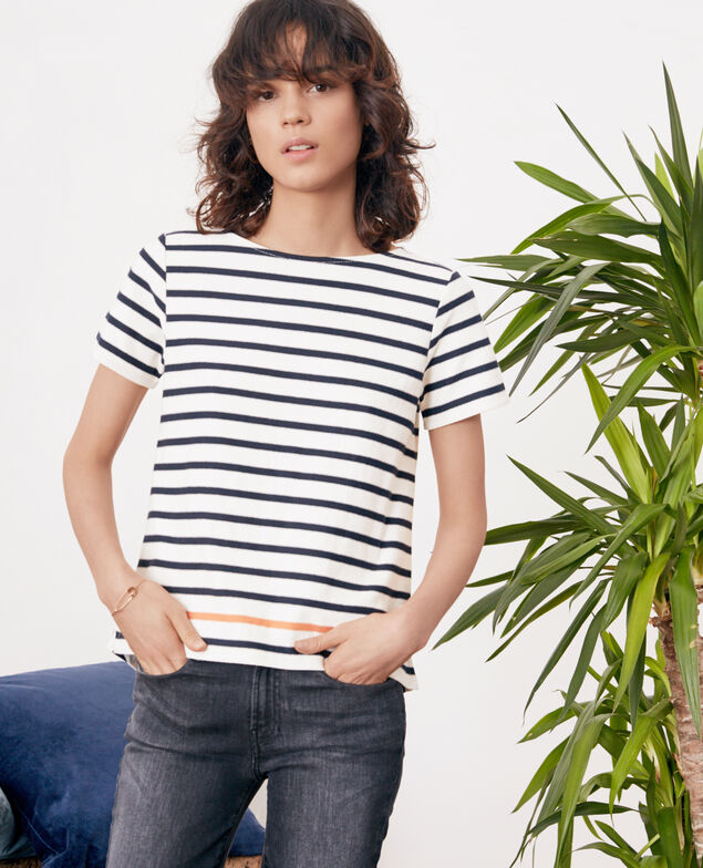 Matrosen-T-Shirt Kaolin/navy/tangerine