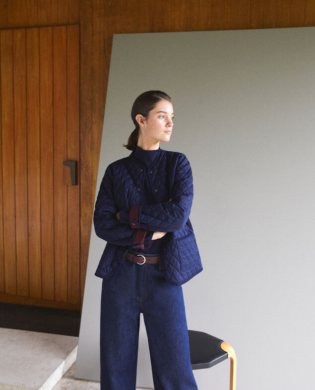 Beidseitig tragbare, kurze Jacke Blau
